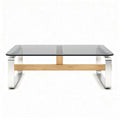 Table basse en verre trempé et bois 120 x 80 x 40cm design moderne