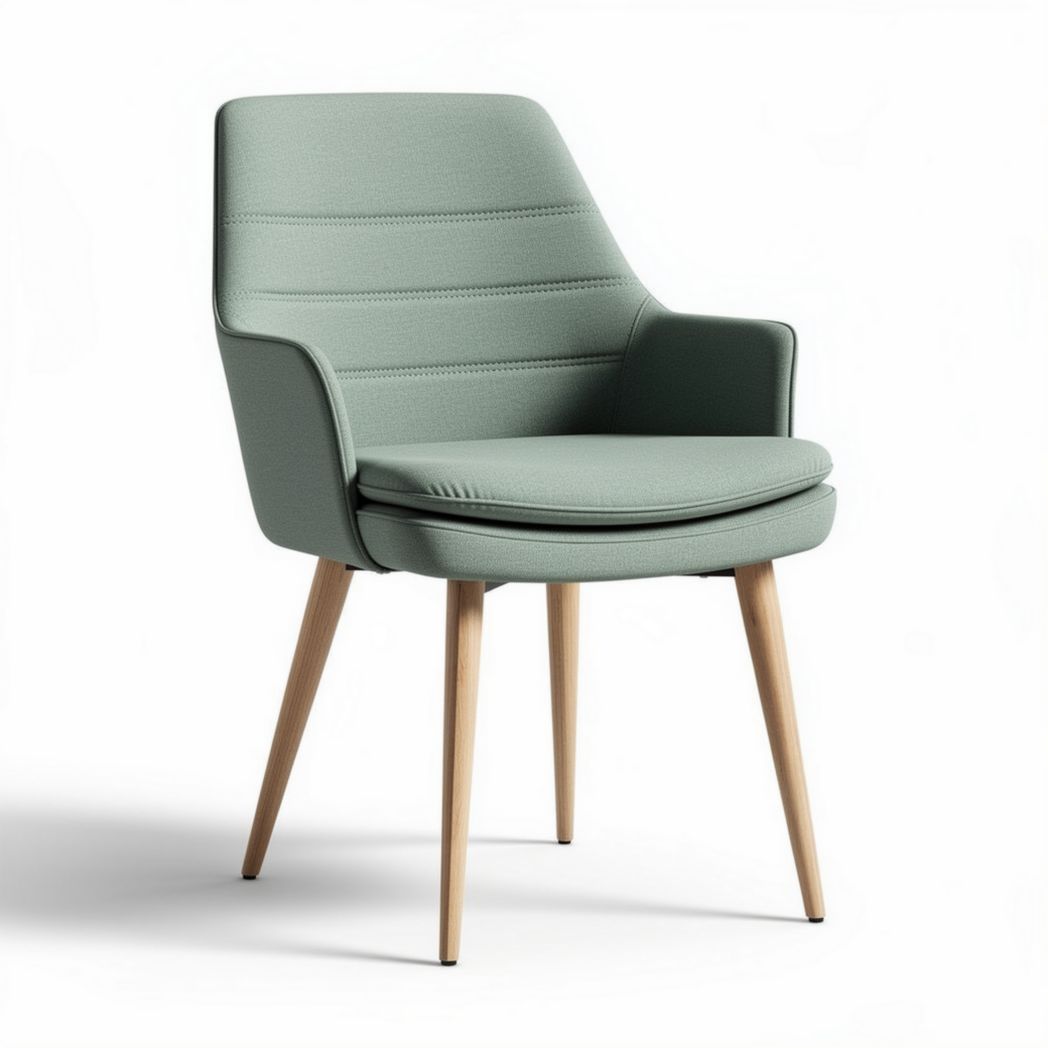 Chaise de salon en tissu vert clair avec pieds en bois naturel 50 x 60 x 80cm