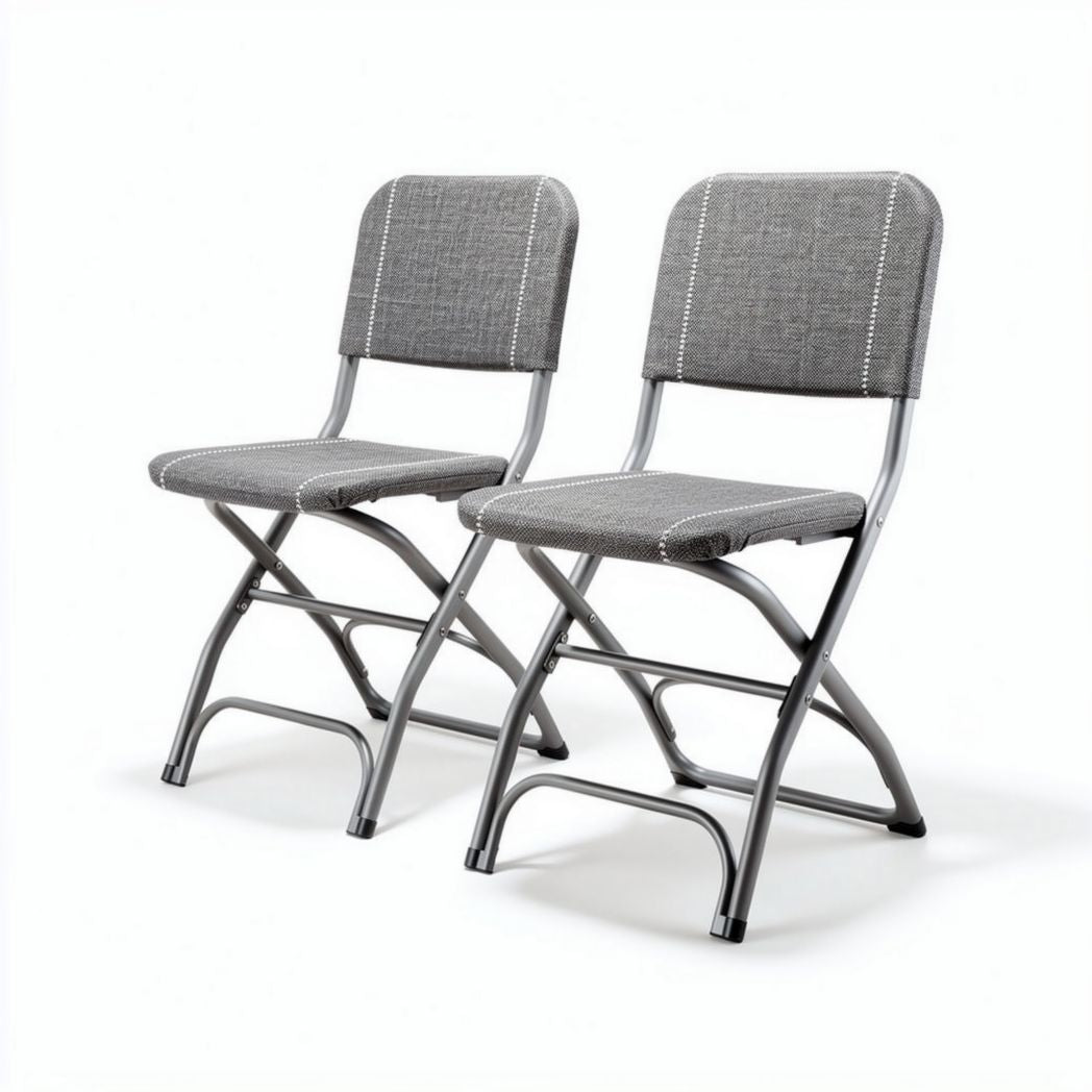 Chaise pliante grise en tissu avec structure en métal dimensions 45 x 45 x 85cm