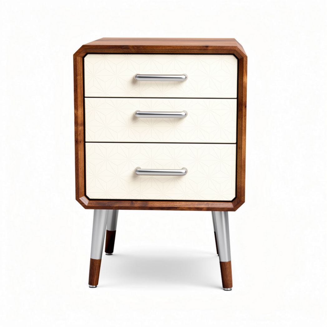 Meuble de rangement en bois et métal avec trois tiroirs 45 x 40 x 60cm