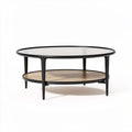 Table basse ronde en verre et bois couleur noir 100 x 100 x 40cm