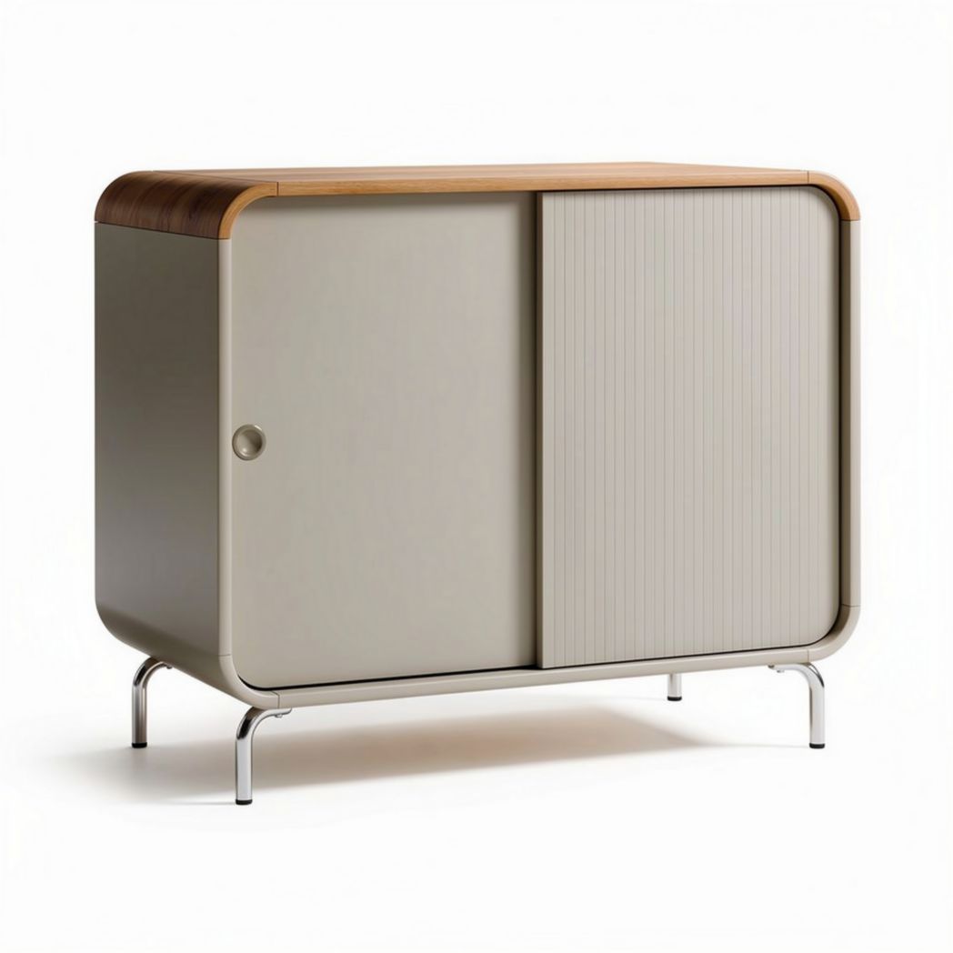 Buffet en bois et métal avec portes coulissantes dimensions 80 x 40 x 70cm