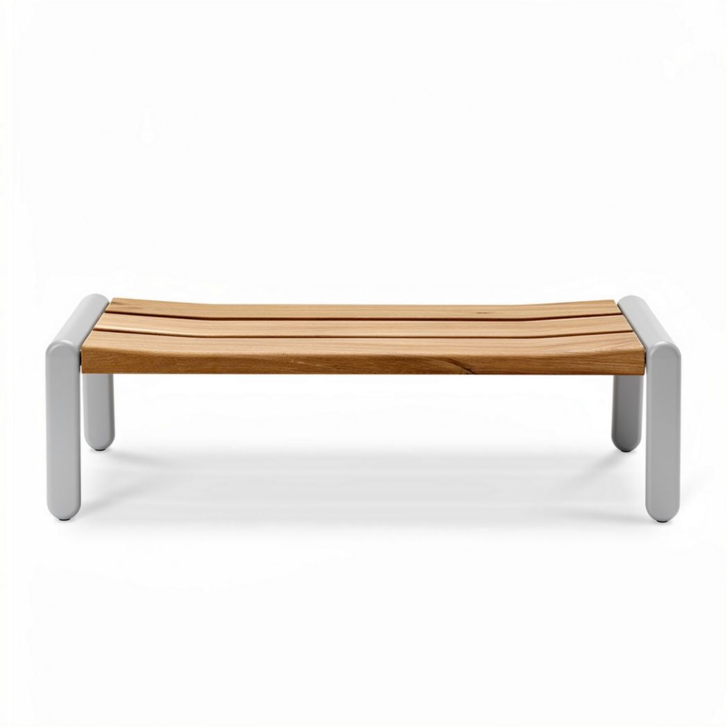 Table basse en bois de teck et métal gris 120 x 60 x 30cm