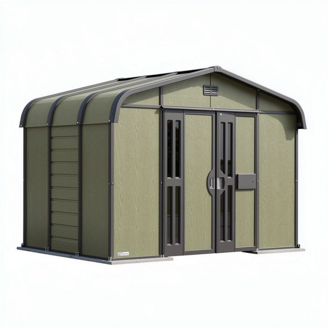 Abri de jardin en métal vert 300 x 250 x 220 cm avec double porte