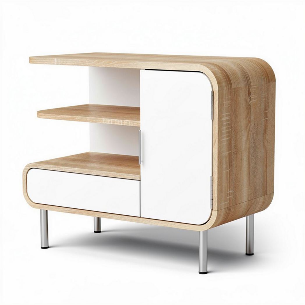 meuble de rangement en bois avec étagères et portes blanches 80 x 40 x 60cm