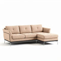 Canapé d'angle en tissu beige avec finition en métal dimensions 230 x 90 x 80cm