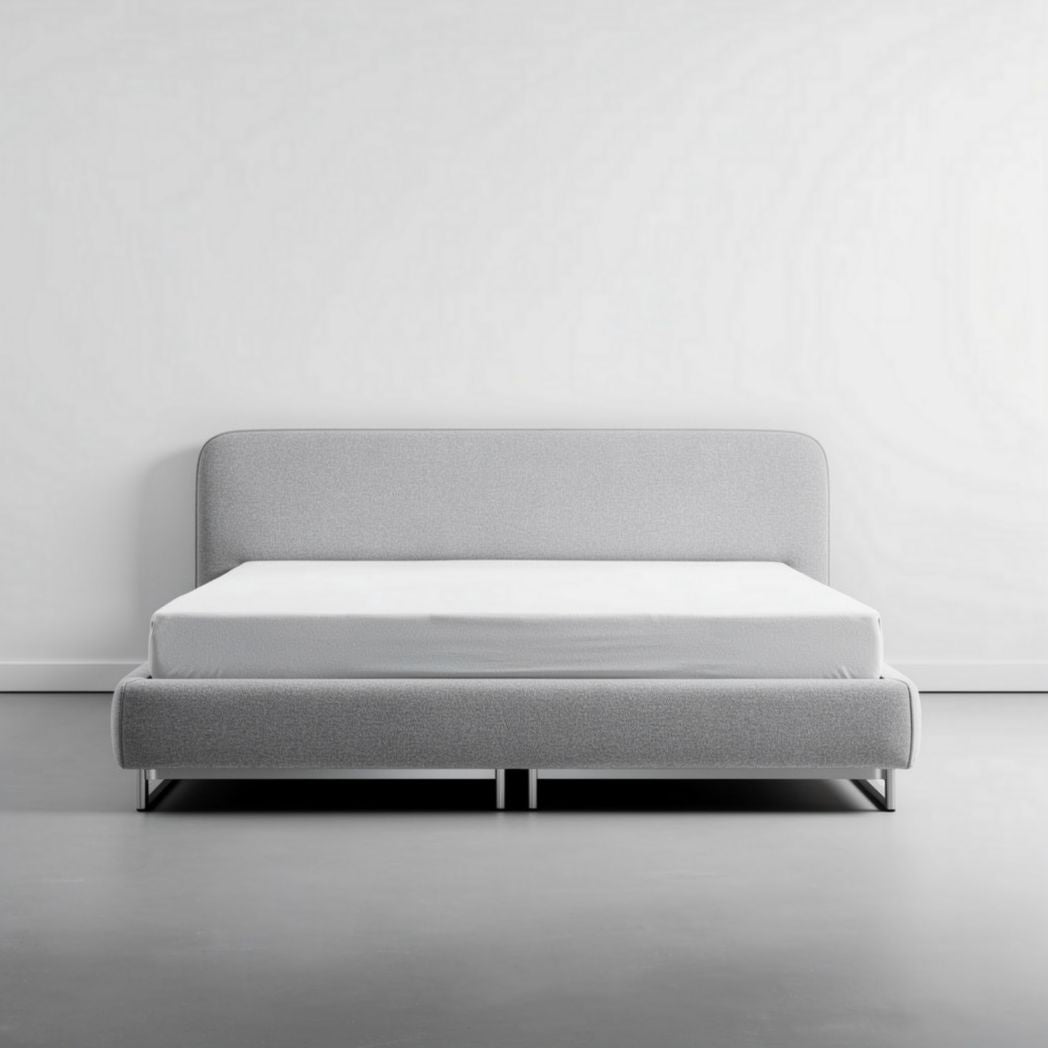 Canapé convertible en tissu gris avec matelas de dimensions 200 x 160 x 80cm