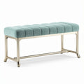 Banquette en tissu bleu avec structure métallique 100 x 40 x 40cm