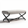 Banc en tissu gris avec structure en métal noir 120 x 50 x 45cm