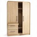 Armoire en bois de pin 180 x 90 x 60cm avec tiroirs et porte coulissante