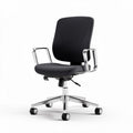 Chaise de bureau pivotante en tissu noir avec accoudoirs et roulettes