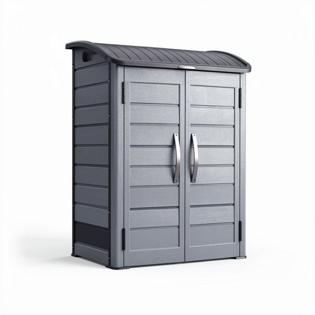 Abri de jardin en plastique gris de 120 x 60 x 140 cm pour rangement extérieur